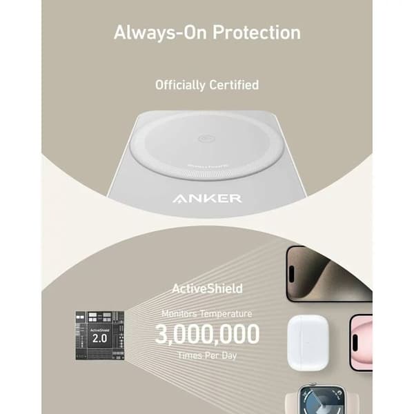 Laddstation - Anker - MagGo 3in1 - 15W - USB-C - Vit