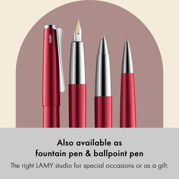 Lamy Studio Rollerpenna Pianoröd - Elegant Metall - Propellerklämma - Linjebredd M