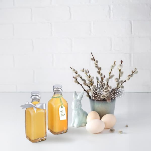 Relaxdays Mini glasflaskor, set om 30, små flaskor att fylla, 50 ml, skruvkork, transparent/silver