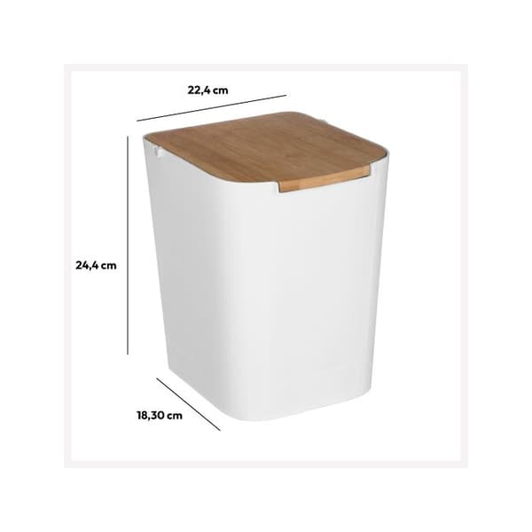 Soptunna med lock bambu 5L "Naturéo" vit - 5 five simply smart