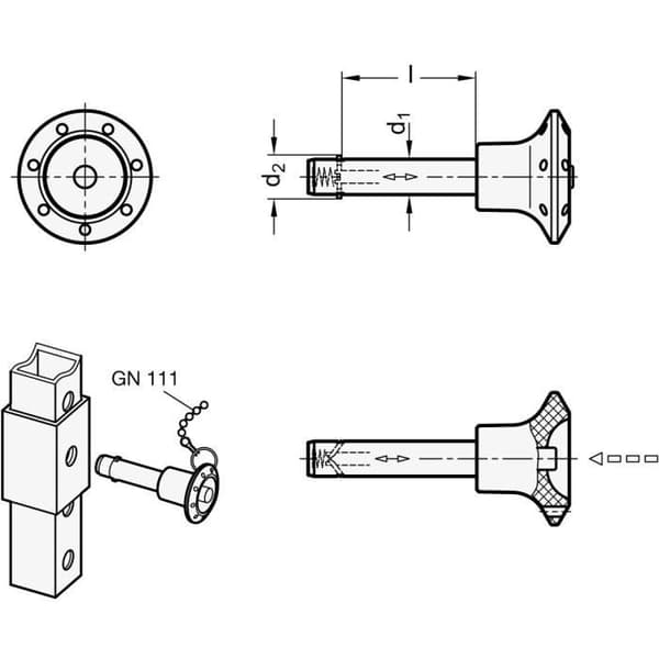 Ganter Normelemente Ganter normelemente Elements - Anslutningsbult med axiell säkerhet (spärr) GN 114.21225