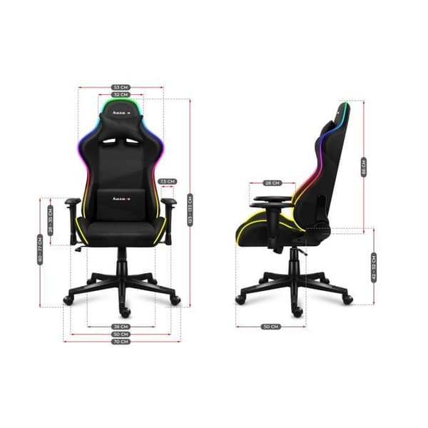 Gamingstol - HUZARO - Force 6.2 - Ergonomisk - RGB - Fällbart Ländryggsstöd