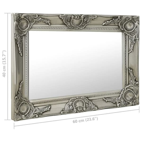 vidaXL Barockstil Väggspegel 60x40 cm Silver 320330
