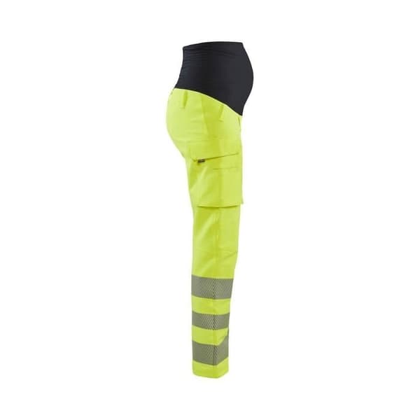 Högsynlighets stretch 4D graviditetsarbetsbyxor för kvinnor Blaklader - Fluogul/ Svart