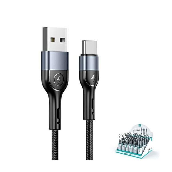 Svart flätad USB-C-kabel USAMS 1 m