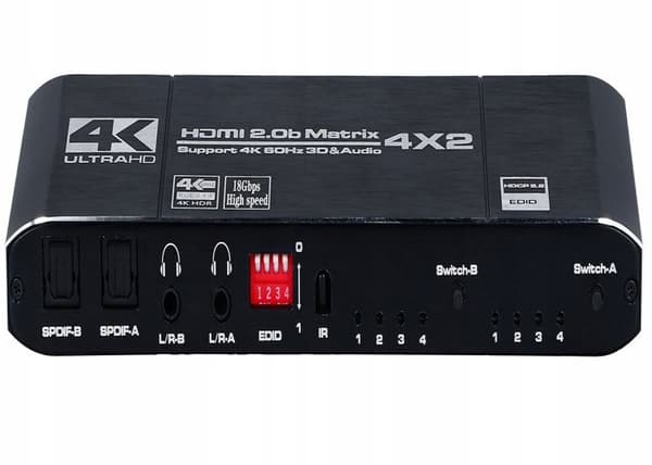 Matrisomkopplare 4x2 HDMI 2.0 HDR 18G UHD 4K