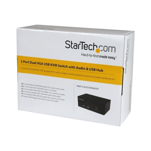 Switch KVM USB dubbel VGA - STARTECH - SV231DVGAU2A - 2 portar - USB 2.0-hubb - 1920 x 1200