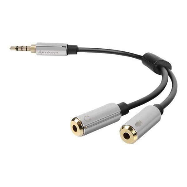 Ljudadapter - SHARKOON - PMP35 - Mini jack 4 poler (H) - 3,5 mm (K) - 12 cm