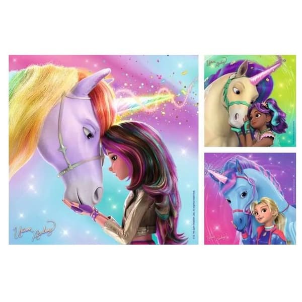 Pussel 3x49 bitar - Magi och vänskap Unicorn Academy