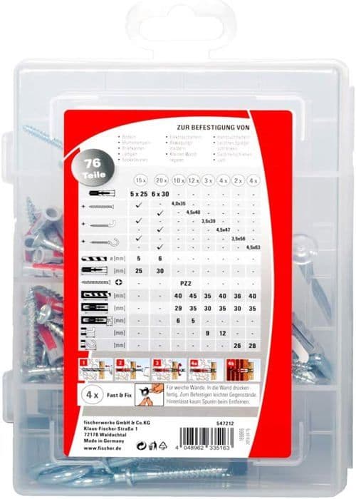Bult - FISCHER - 547212 - Grå - Nylon - Förpackning om 50
