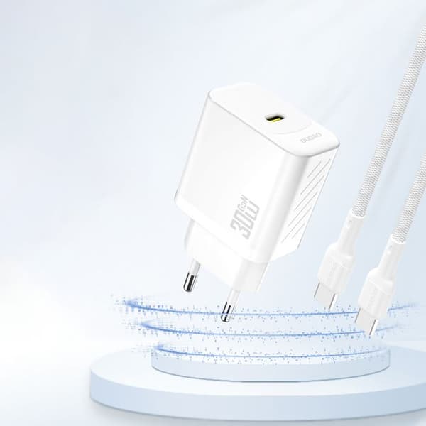Snabb USB-C väggladdare GaN PD 30 W - Vit
