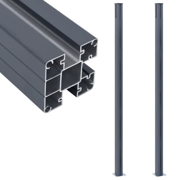 Staketstolpar - vidaXL - Aluminium - 185 cm - Mörkgrå - 2 st