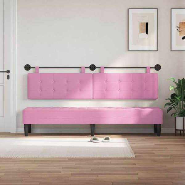 vidaXL Väggmonterad sänggavel Rosa tyg 42032001