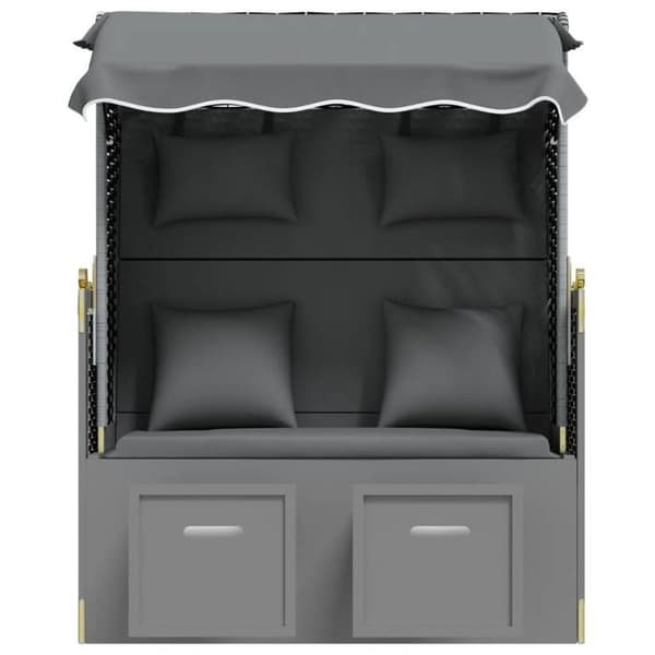 vidaXL Strandkorg med polykuddar, solid svart anthracite rotting 318662