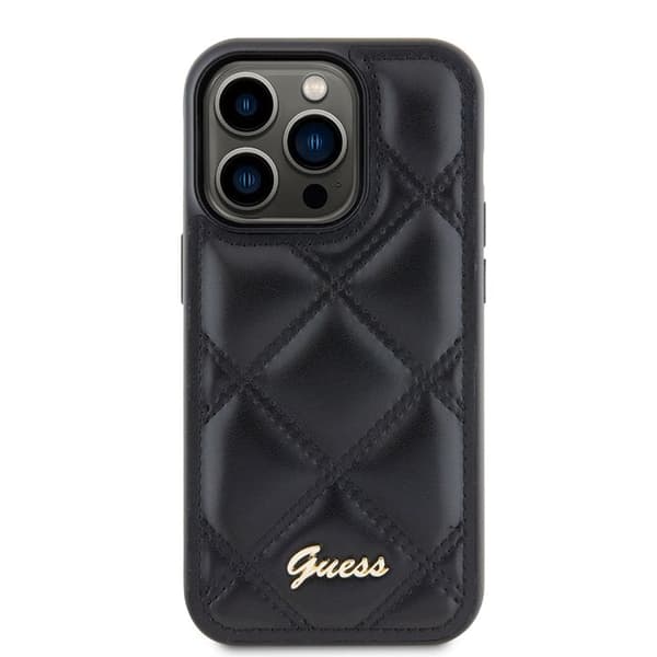 Guess quiltad metalllogotyp för iPhone 15 Pro Max - Svart