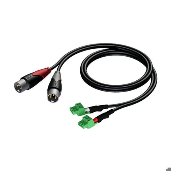 Procab CLA834 kabel 2x terminalblock – 2x XLR hane 0,5 meter