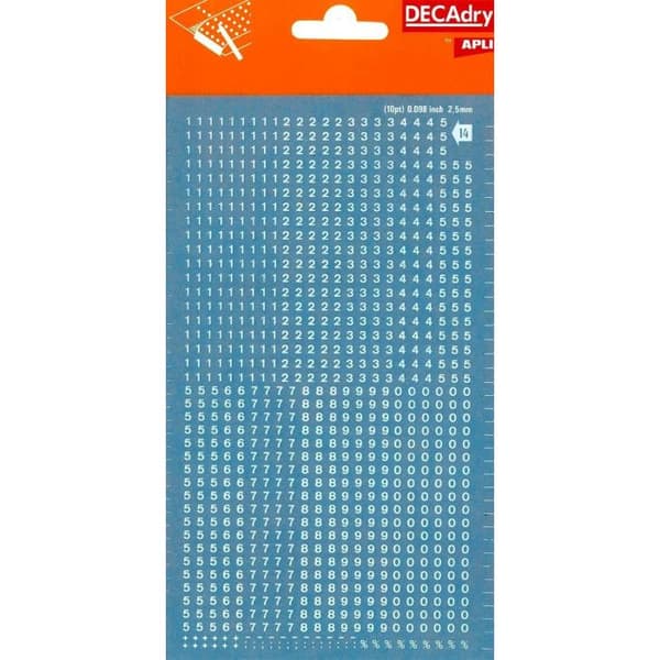 Överföringsnummer - Vit - 2,5 mm - 1 ark - Apli - Decadry
