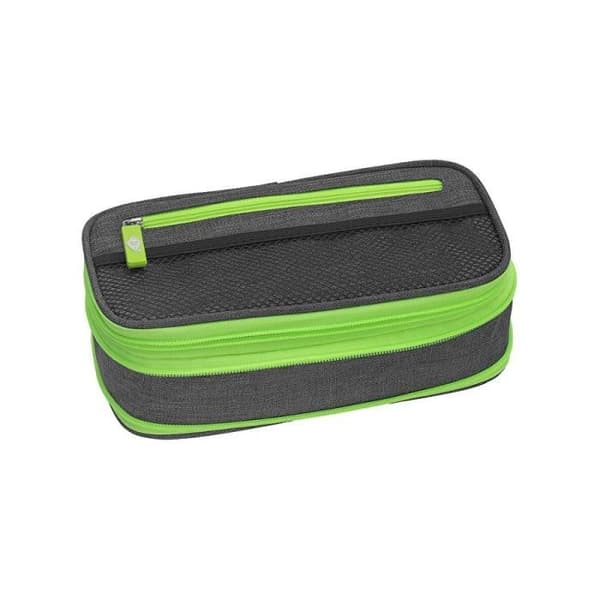 Pennfodral - WEDO - NEON STRETCH - Polyester - Grön, Grå - Dragkedja