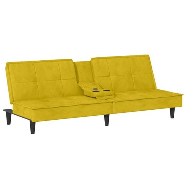 vidaXL Sängsoffa med kopphållare gul sammet 351925