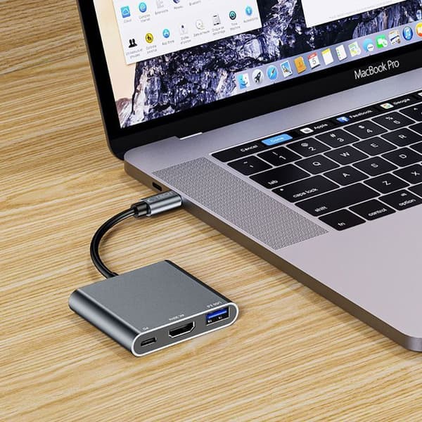 Multifunktionshub 3 i 1 - Tech-Protect V1-Hub - USB 3.0 - HDMI - Ethernet - Grå