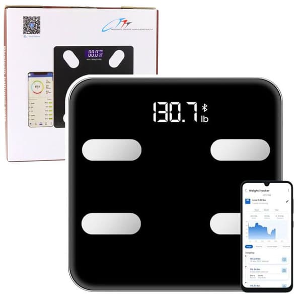 Personvåg Smart elektronisk Bluetooth, BMI/BMR-app