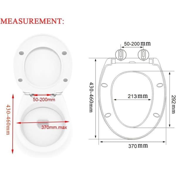 Toalettstol - VIVO TECHNOLOGIES - Standard Oval - Vit - Plast - Lätt installation