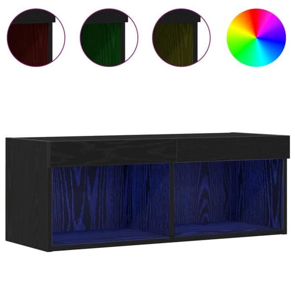 Buffé-TV - Svart ek - 80x30x30 cm - LED-belysning - Modern design