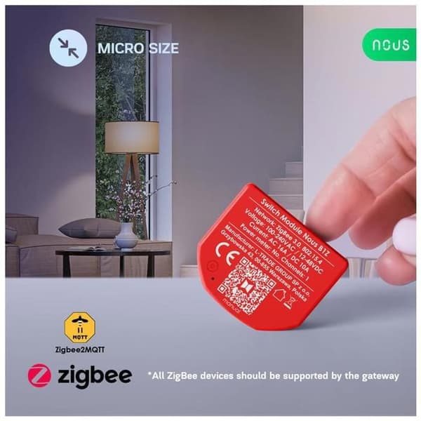 Nous B1Z ZigBee Smart Switch Modul (1 kanal, ingen energimätning)