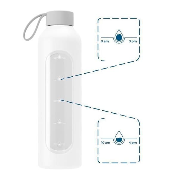 Glasflaska - WESSPER B1 BOROSILICATE - 1000ml - Silikonfodral - vit