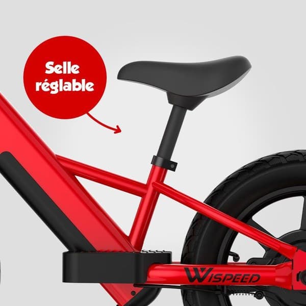 Elcykel för barn - WISPEED - WIKIDS - Hastighet 8 km/h - Räckvidd 5 km - Hjul 14" - Röd