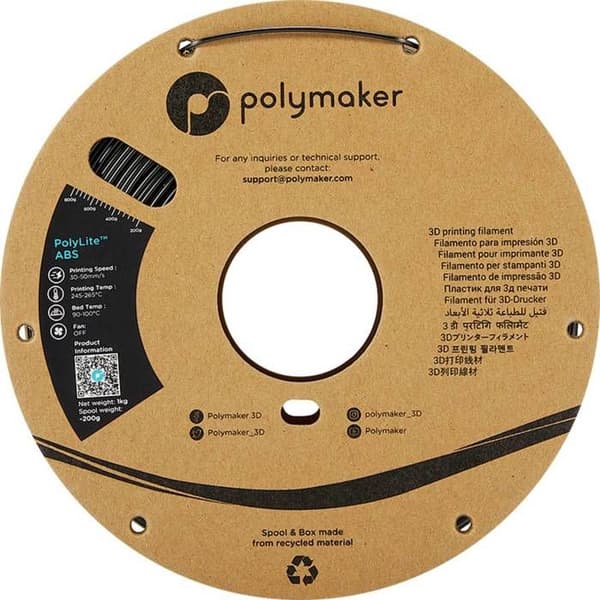 Polymaker PolyLite ABS filament 1,75 mm 1 kg - Svart (luktfri)