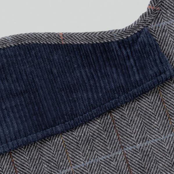 Hundjacka HUGO & HUDSON x Hackett - Grå rutigt tweed, sammetkrage, fleecefoder