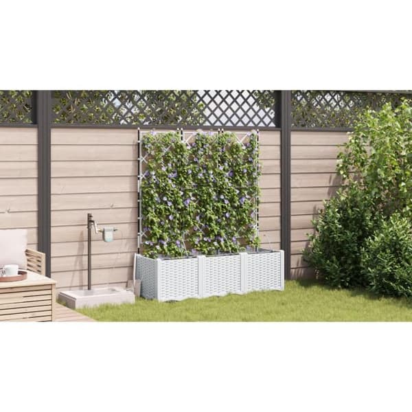 Planter - 3 st - Integrerat bevattningssystem - Polypropen - Vit