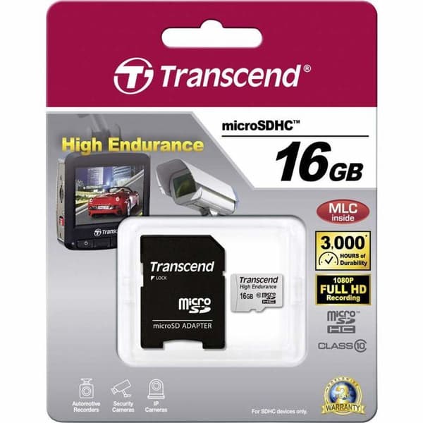 Transcend High Endurance Memory Card - 16 GB - UHS-I U1 / Class10 - SDHC