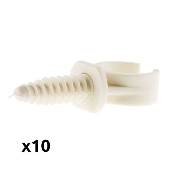 Paket med 10 clips med pluggar Ø20mm - Vit - Zenitech