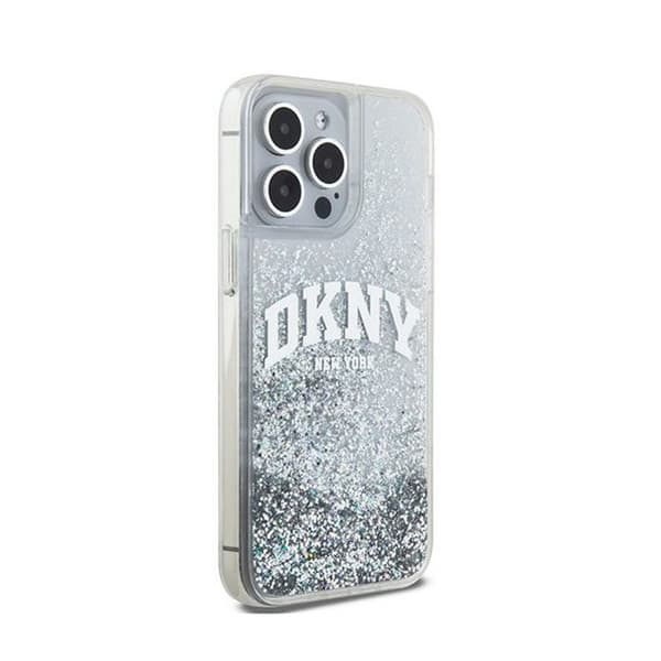Mobilskal - DKNY - iPhone 15 Pro - Vit - Flytande glitter - Mjuk