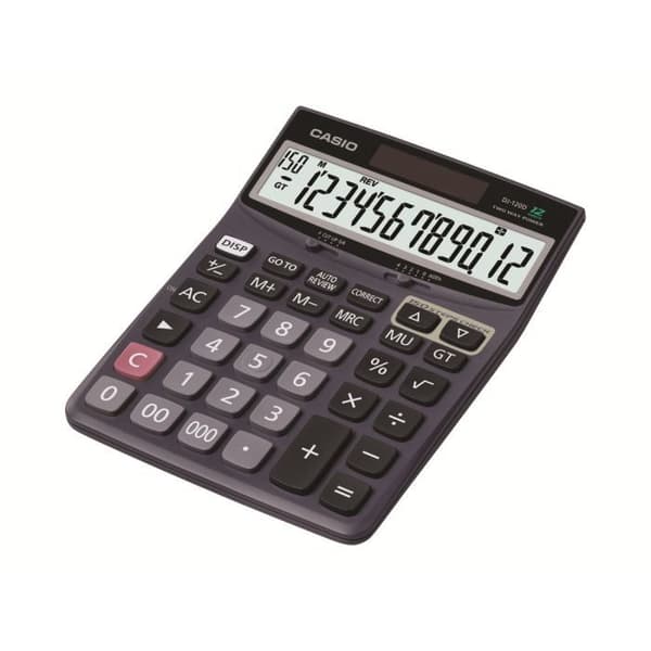 Skrivbordskalkylator - Casio - DJ-120D - 12 siffror - Solpanel - Batteri