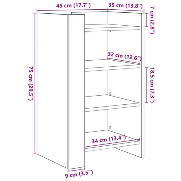 vidaXL Buffé vit 45x35x75 cm ingenjörsträ 848381