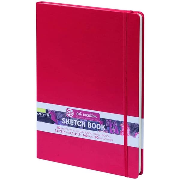 Skissbok - A4-format (21x29,7cm) - 80 ark - 140g - röd - Royal Talens