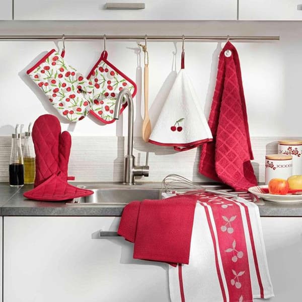 Set med 2 Kökshanddukar "Cerisette" 50x70cm Rubin