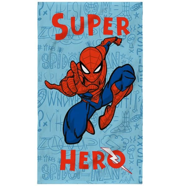 Tryckhandduk 100% Bomull - SPIDERMAN SKETCHES - Blå/Röd - 70x120cm