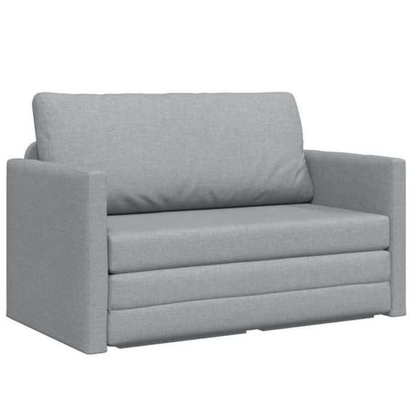 Ljusgrå 2-i-1 sängsoffa på golvet 124x71x78 cm i tyg