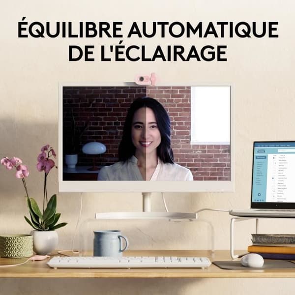 Webbkamera - Full HD 1080p - Logitech - Brio 100 - Integrerad mikrofon - Rosa