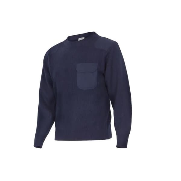 Tjock tröja rund hals Velilla - Blå - 2XL