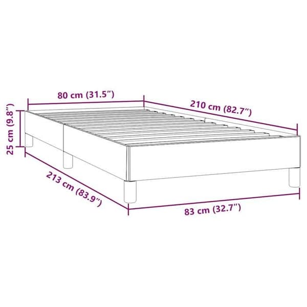 vidaXL Sängram utan madrass mörkgrå 80x210 cm sammet 4101332