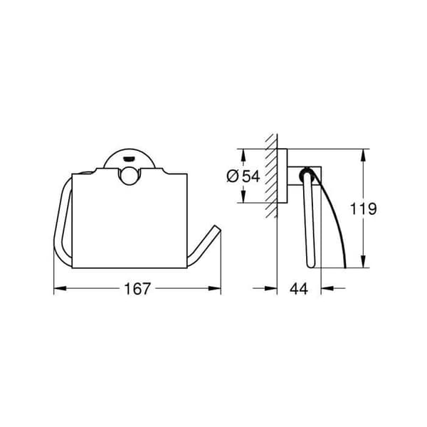 Grohe Essentials väggmonterad metallpappershållare med dolda fästen, borstad nickel (40367EN1)