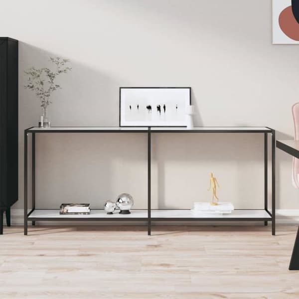 vidaXL Konsolbord Vit 180x35x75,5 cm Härdat glas