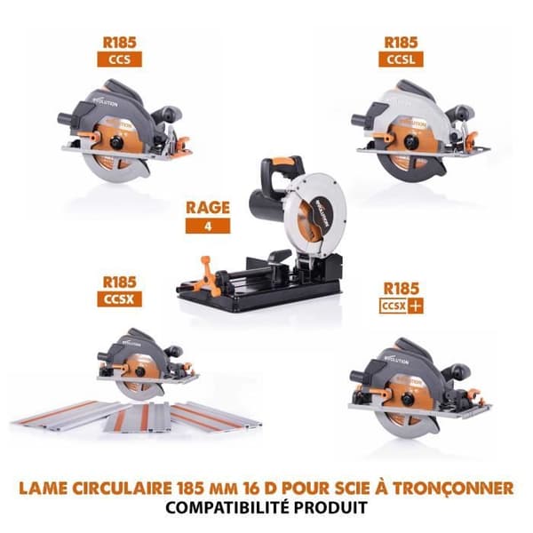 Lame multi-material - Evolution - 165mm - 18 tänder - Borrhål 20mm - Wolframkarbid