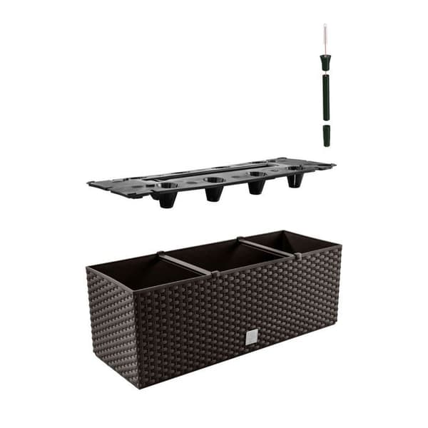 Jardinière - PROSPERPLAST - Rektangulär - 17L - Automatiserad bevattning - Liknande rotting