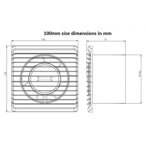 Ventilationstrumma - Luft Proxy - Standard - 100mm - 34 dB(A) - 8 W
